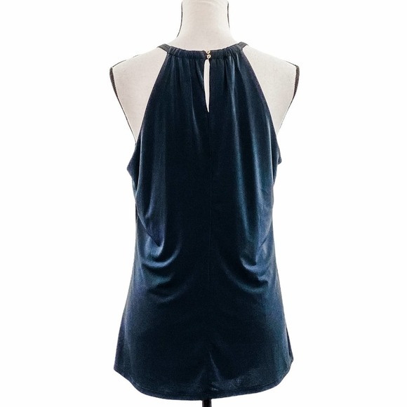 WORTHINGTON Petites Black Sleeveless Buttoned Keyhole Metal Neck Blouse NWT - Picture 2 of 11